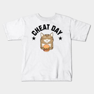 Cat Burger Cheat Day Kids T-Shirt